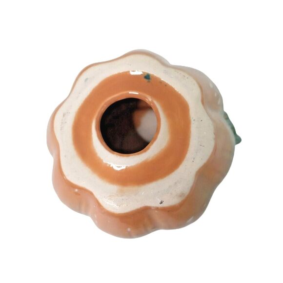 Vintage Pumpkin Tealight Candle Holder Fall Thanksgiving Home Decor Glazed 3.5" - Picture 6 of 10